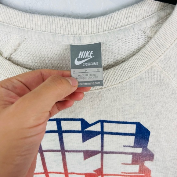 Nike Y2K Cream Colorful Nike Logo Short Sleeve Sweater Top - Picture 3 of 6